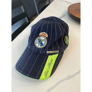 Real Madrid Official Baseball Cap Kids Navy Pinstripe Embroidered Logo 1902-2012